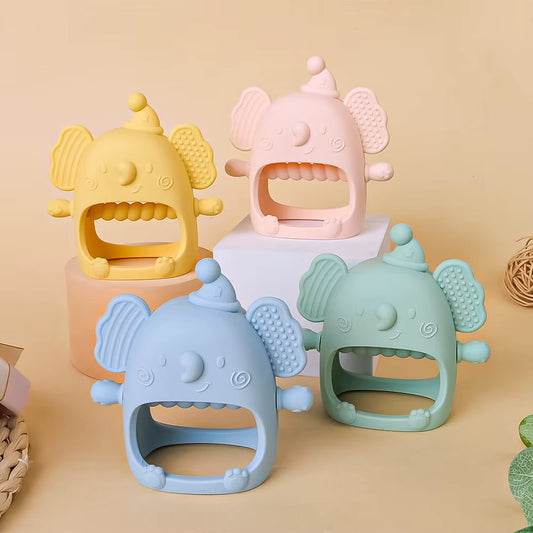 Baby Silicone Gum Cute Elephant Gum Toy without BPA Can Be DIY Baby Pacifier Can Grip Baby Grinding Gum Baby Soothing Gum